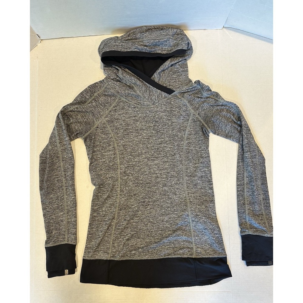 Lululemon Herringbone Think Fast Hoodie Black White Women's Size 4